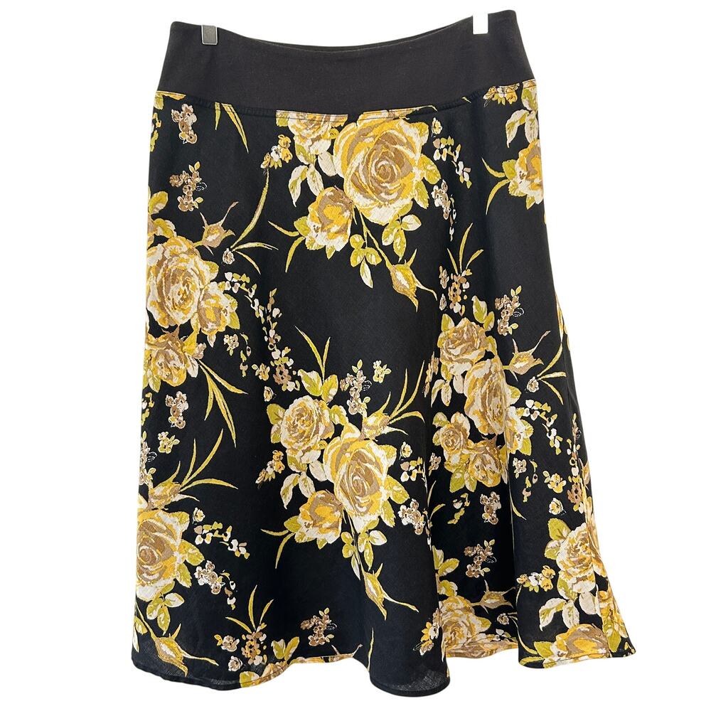 Charter Club Women's 100% Linen Floral Flair Skirt Sz. 8 Cottage Core